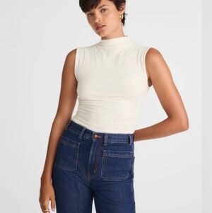 Madewell Ruched Mockneck Tank NW948 Size M Ivory NWT